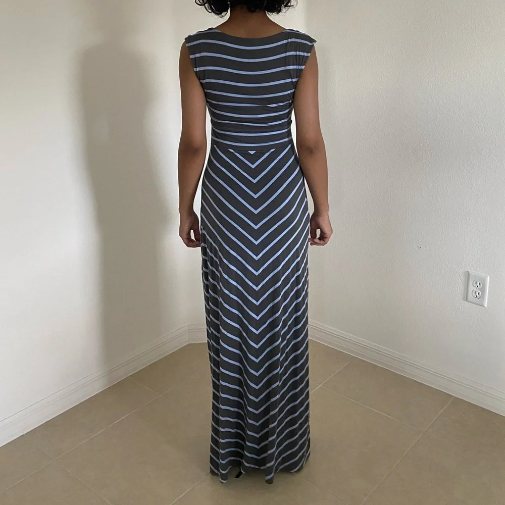 Grey and Blue Maxi Dress, Small - Picture 2 of 6